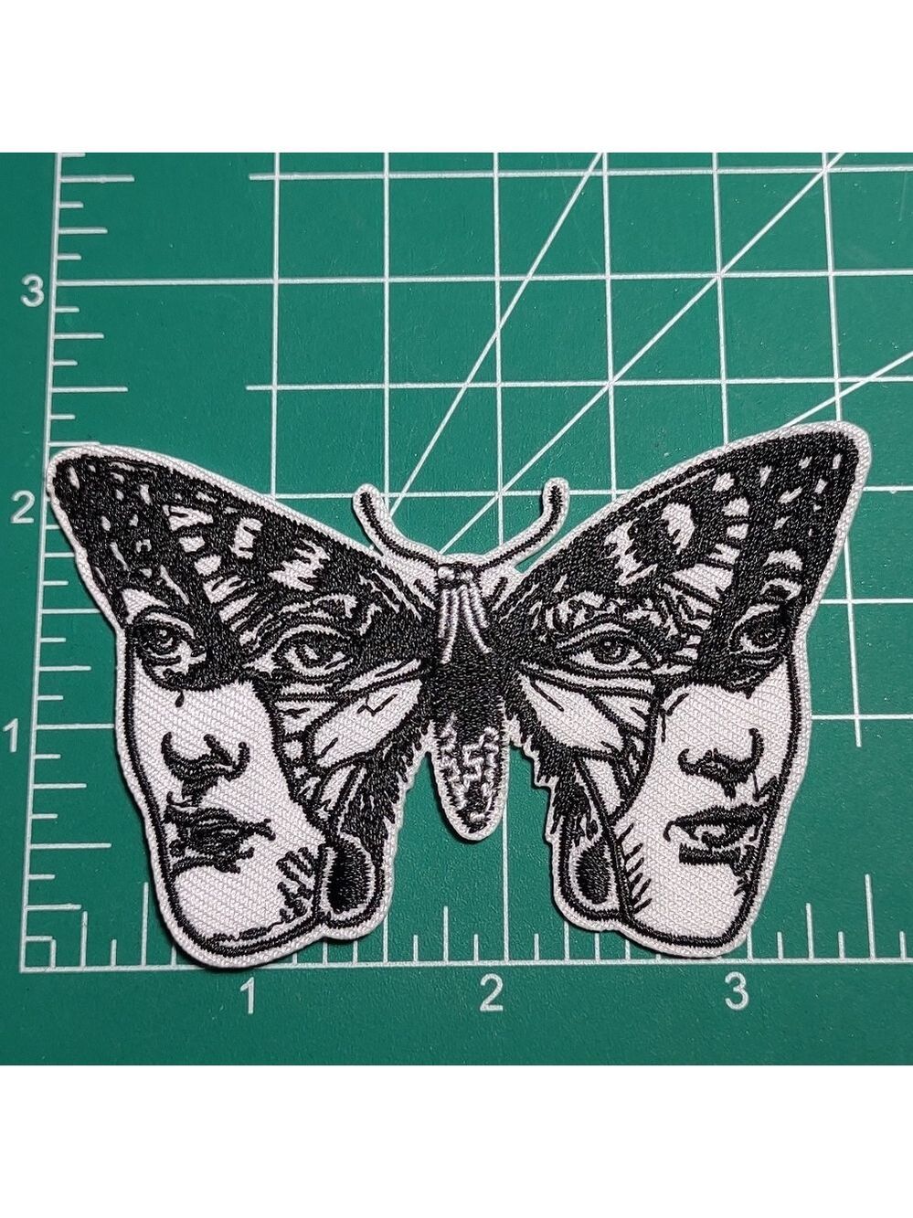 2/$10 Trippy Black and White Butterfly Face Patch